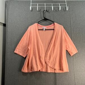 Isaac Mizrahi Live! Curved Front Sweater Shrug Paradise Peach Medium